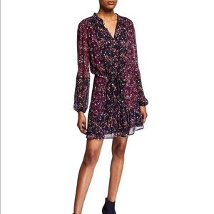 NWT Paige Sonoma Silk Dress Black/Purple Print, L